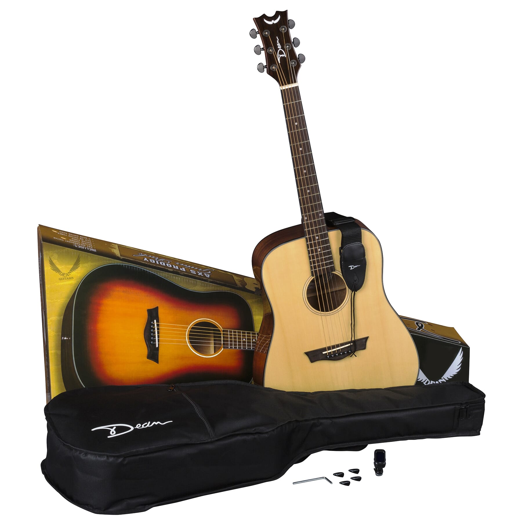 Dean AXS Prodigy Acoustic Package with case and accessories - Gloss Natural Finish